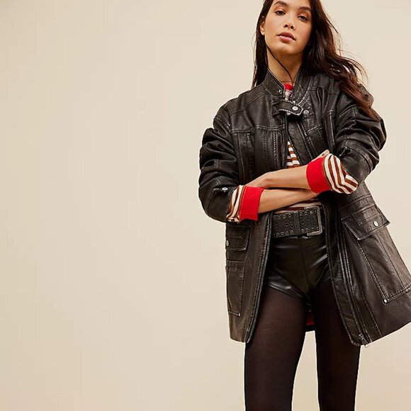 Free People All About That Moto Jacket NWOT Size Large - Picture 3 of 12